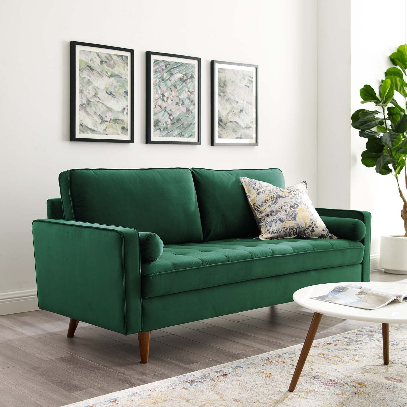 Valour Performance Velvet Sofa in Green