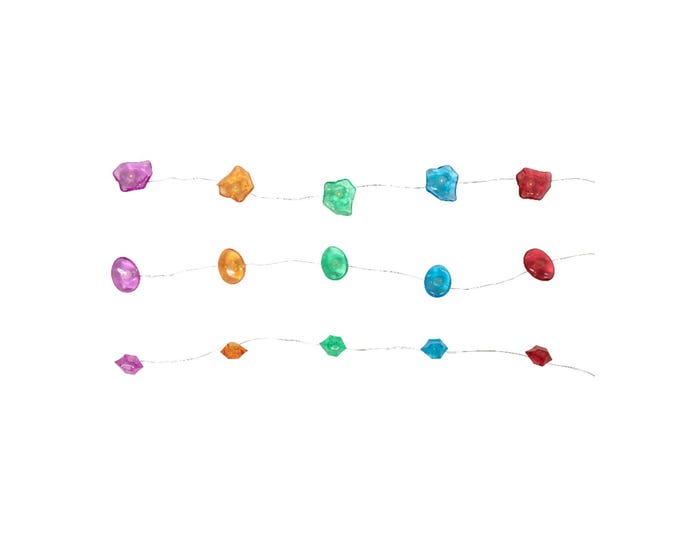 Alpine Assorted Solar Gems 10pc String Lights with Warm White LEDs - RGG541ABB-TM