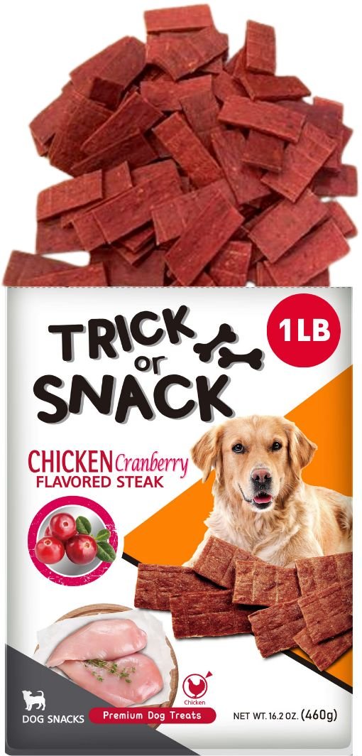 Trick or Snack Chicken and Cranberry Flavored Steak Dog Treats， 1-lb bag