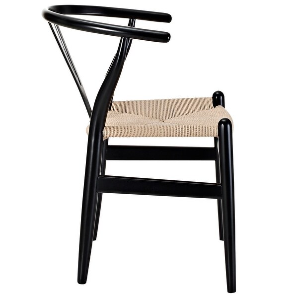 Novato Mid Century Modern Curved Black Wooden Arm Dining Chair