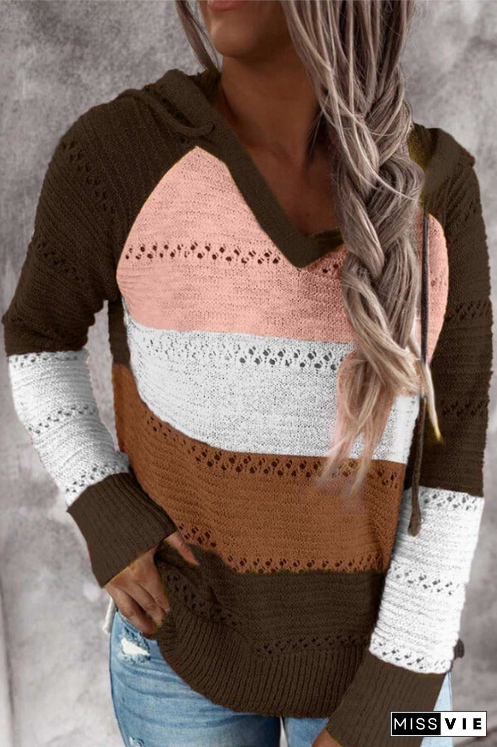 Fashion Patchwork Knitting Hoodie