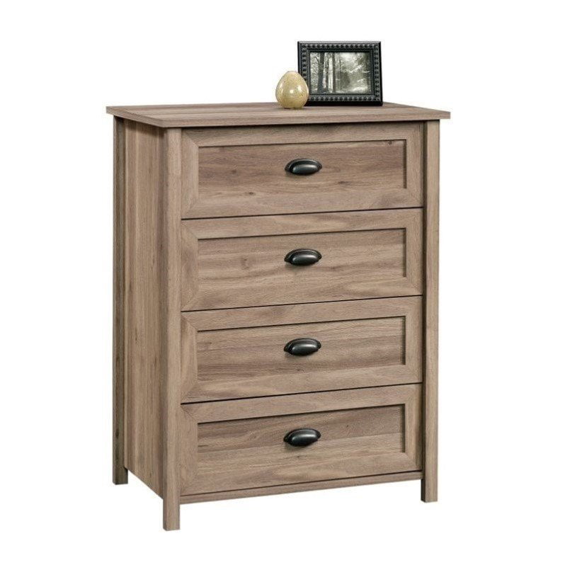 Sauder County Line 4-Drawer Chest, Salt Oak Finish