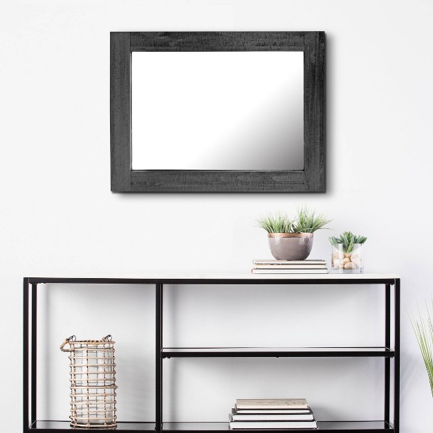 Rectangle Worn Wood Decorative Wall Mirror Black Stonebriar Collection