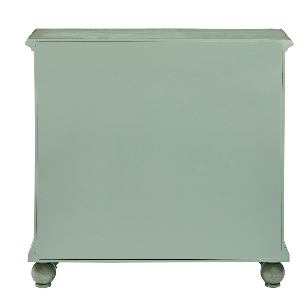 Scroll Wooden Chest with 3 Drawers in Green