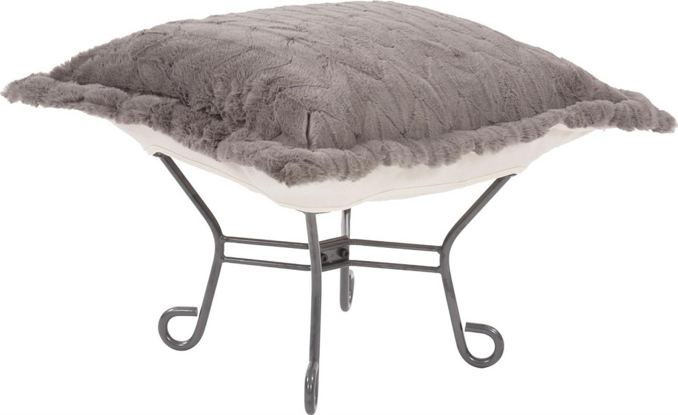 HOWARD ELLIOTT ANGORA Pouf Ottoman Scroll Scrolled Stone Gray   Contemporary   Footstools And Ottomans   by EuroLuxHome  Houzz