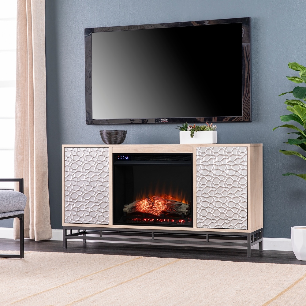 SEI Furniture Ausborne Electric Fireplace w/ Media Storage   Natural