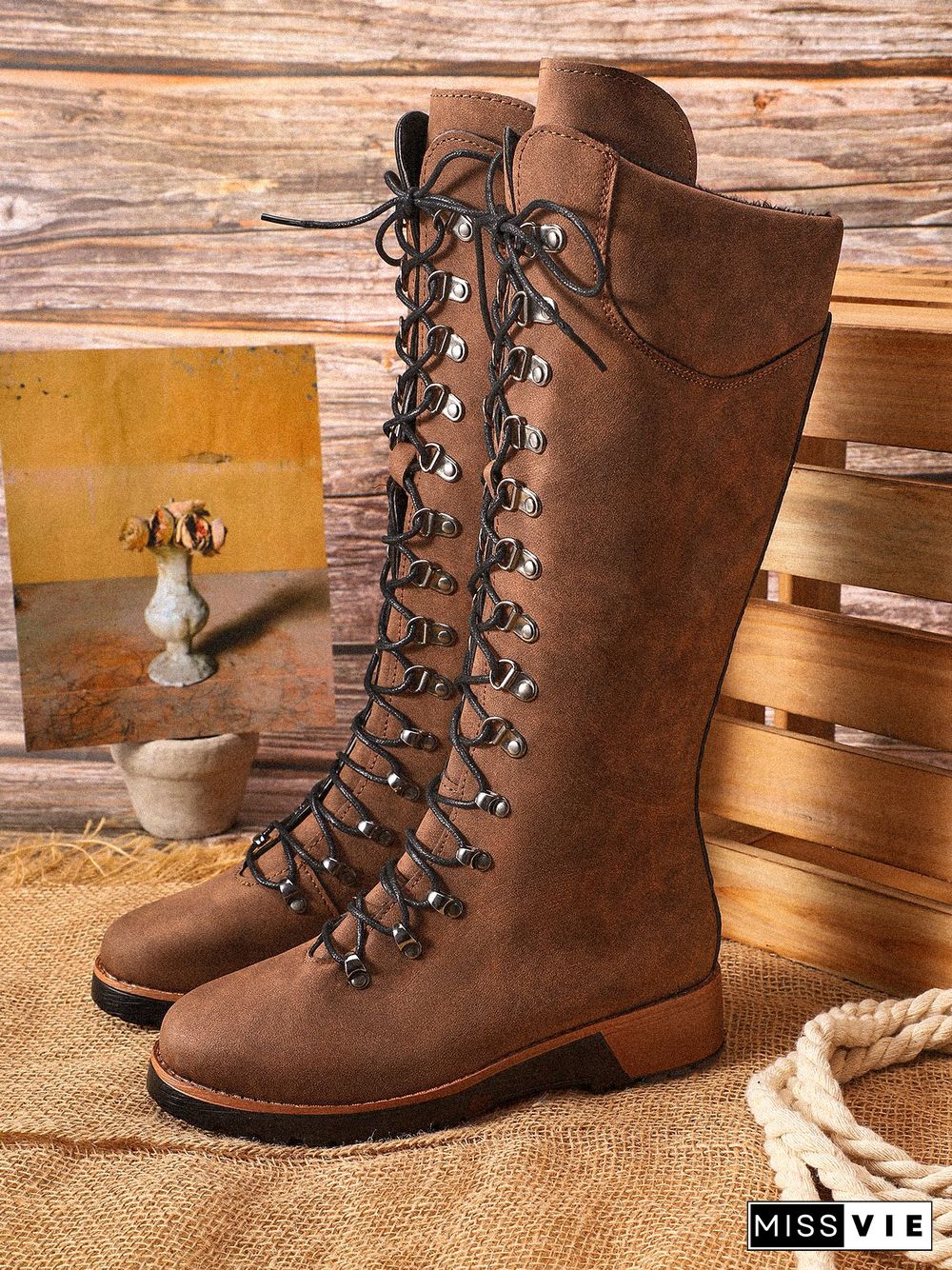 Retro Suede Zipper Martin Combat Boots