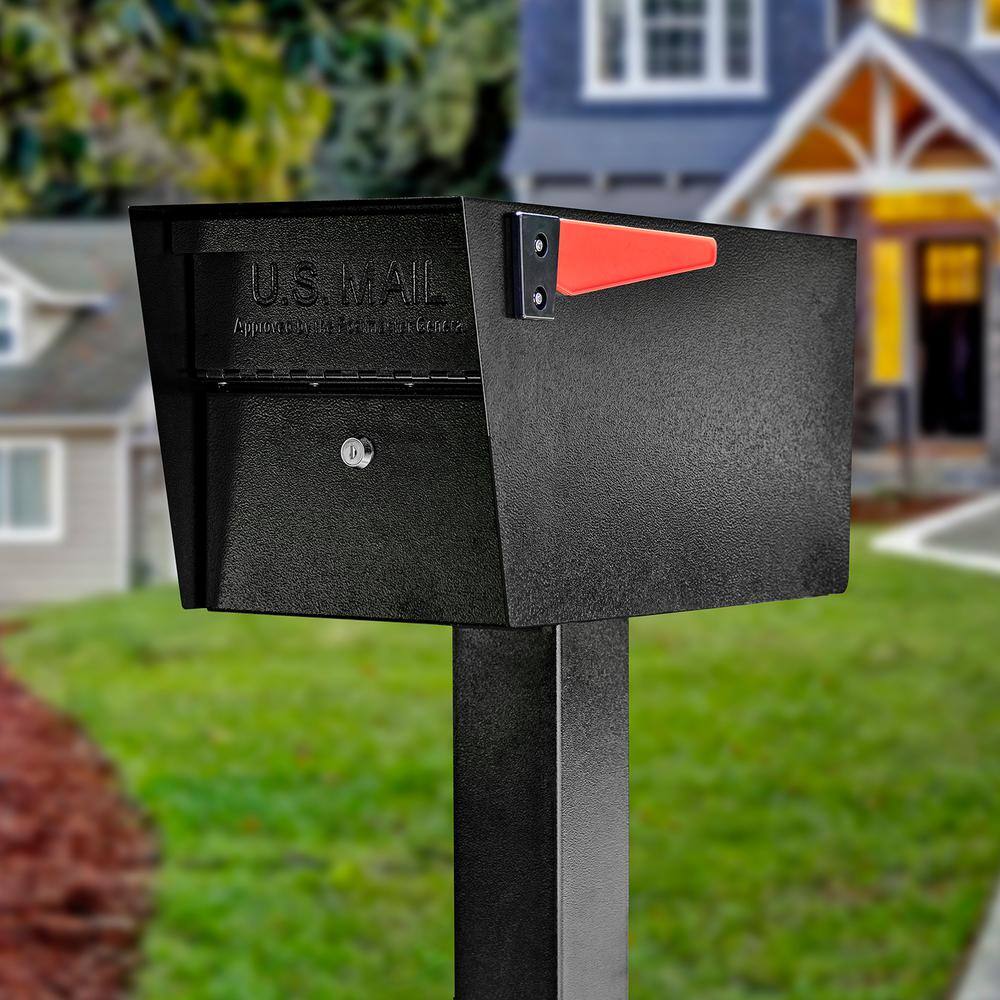 Mail Boss Mail Manager Locking Post-Mount Mailbox with High Security Reinforced Patented Locking System Black 7506BB