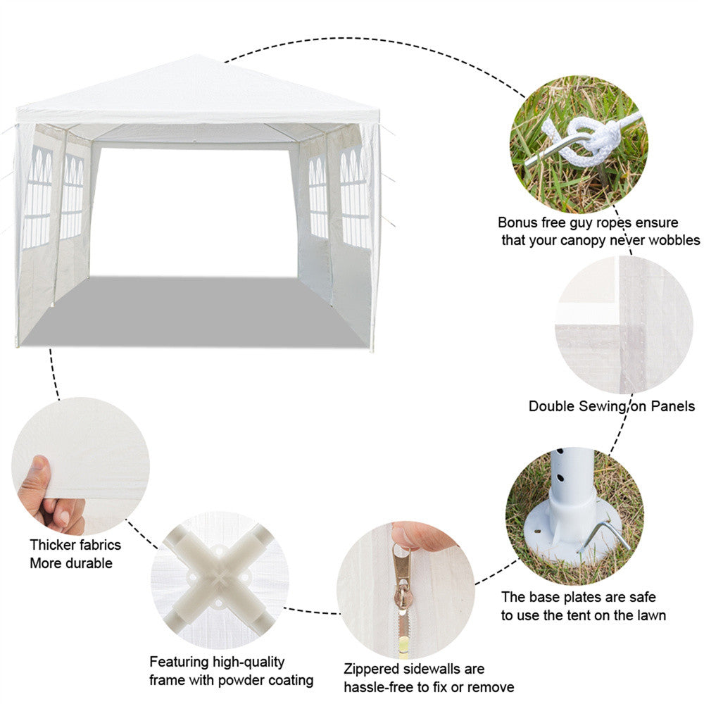 10 x 20 Ft Party Tent 4 Sides Wall Patio Canopy Tent with Iron Tube Frame Outdoor Wedding BBQ Parking Gazebo Pavilion