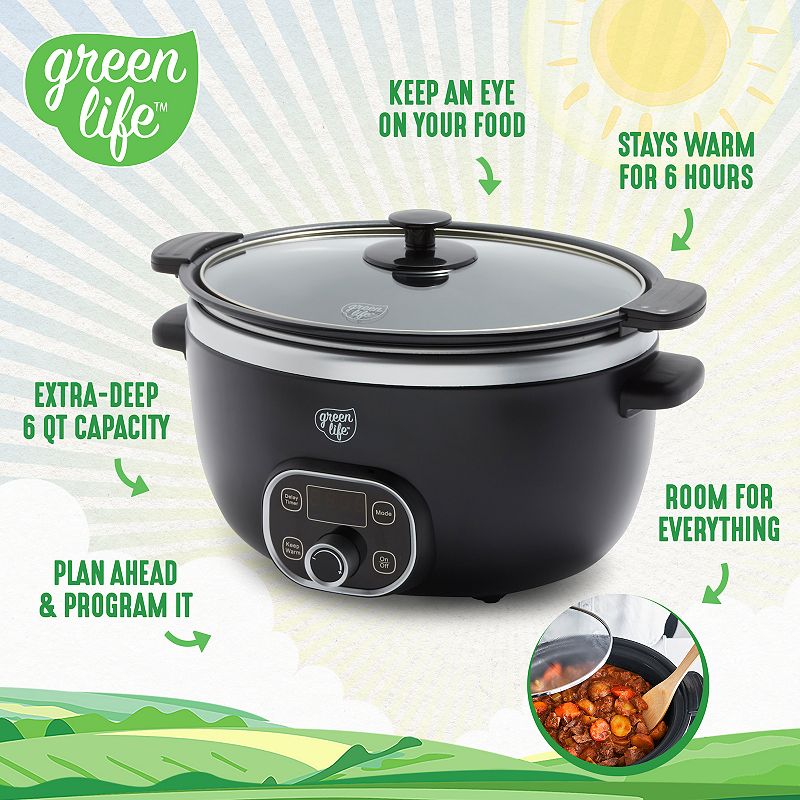 GreenLife Cook Duo Programmable 6-qt. PFAS-Free Ceramic Nonstick Slow Cooker