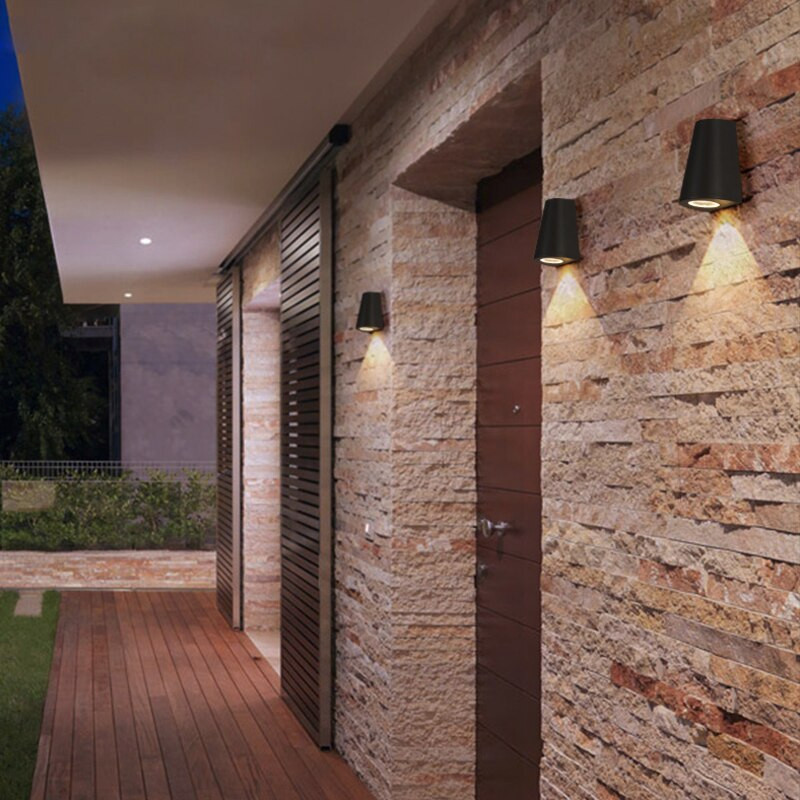 Black/Gray Outdoor Aluminum Waterproof LED Wall Lamps For Garden  porch   Modern   Outdoor Wall Lights And Sconces   by Miron Demid LLC  Houzz