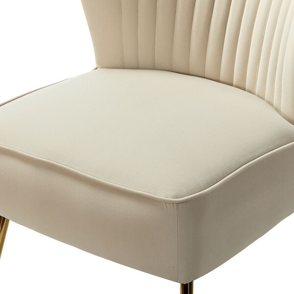 Monica Living Room Armless Accent Comfy Chair with Tufted Back and Metal Legs by HULALA HOME