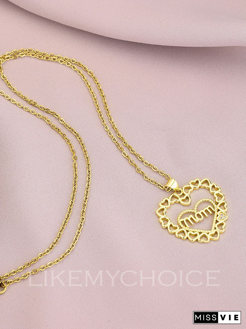 Fashion Copper With Zirconia Heart-Shaped Elegant Mom Necklace