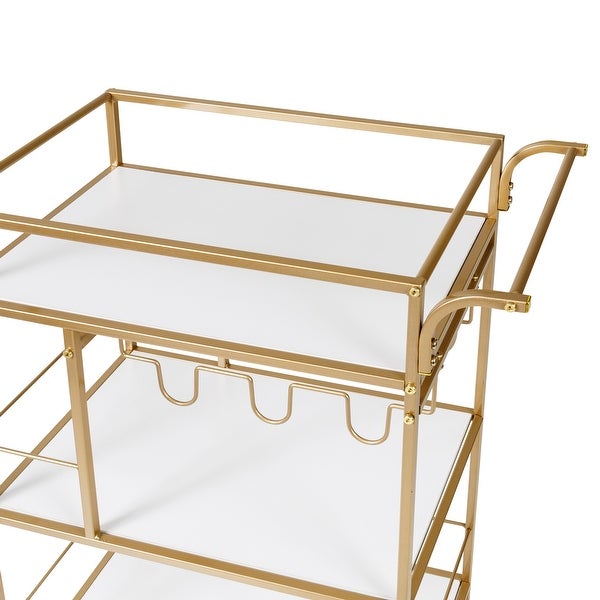 3-Tier Bar Cart， Gold/White