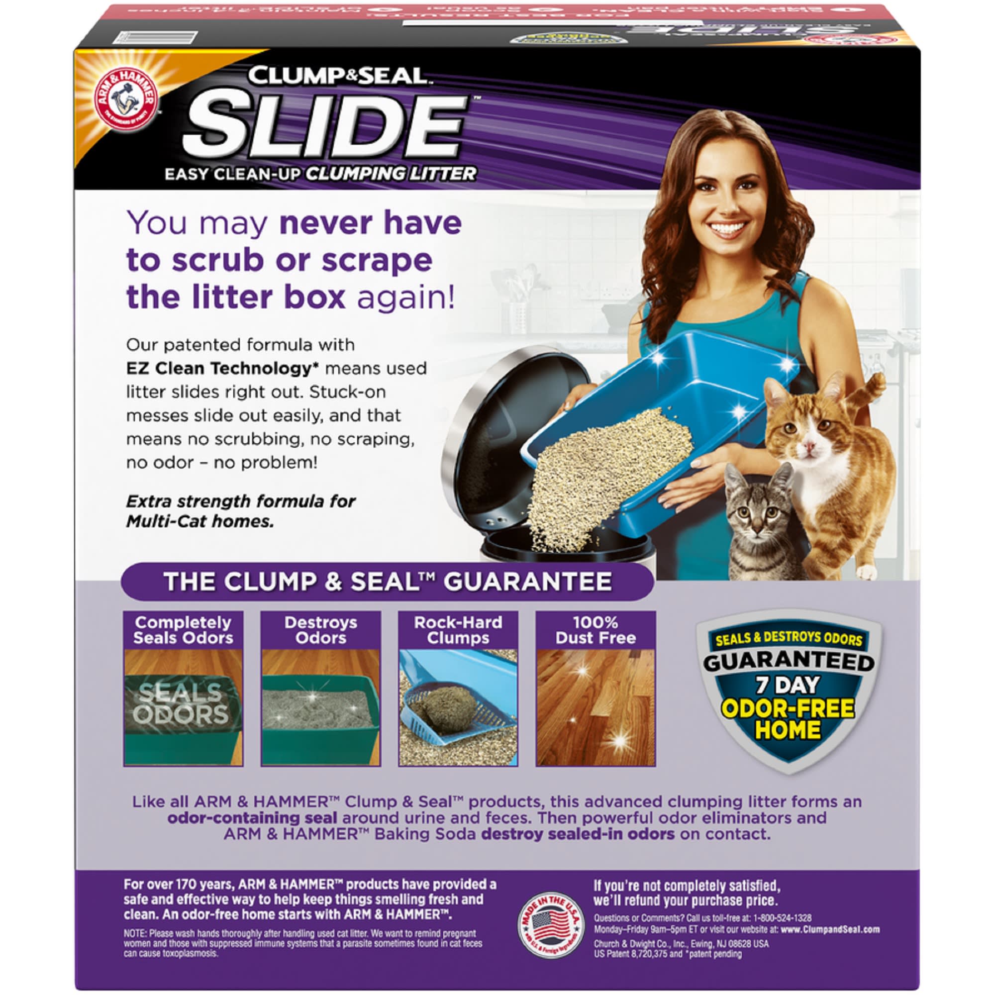 Arm  Hammer Clump  Seal Slide Multi-Cat Clumping Litter， 38 lbs.