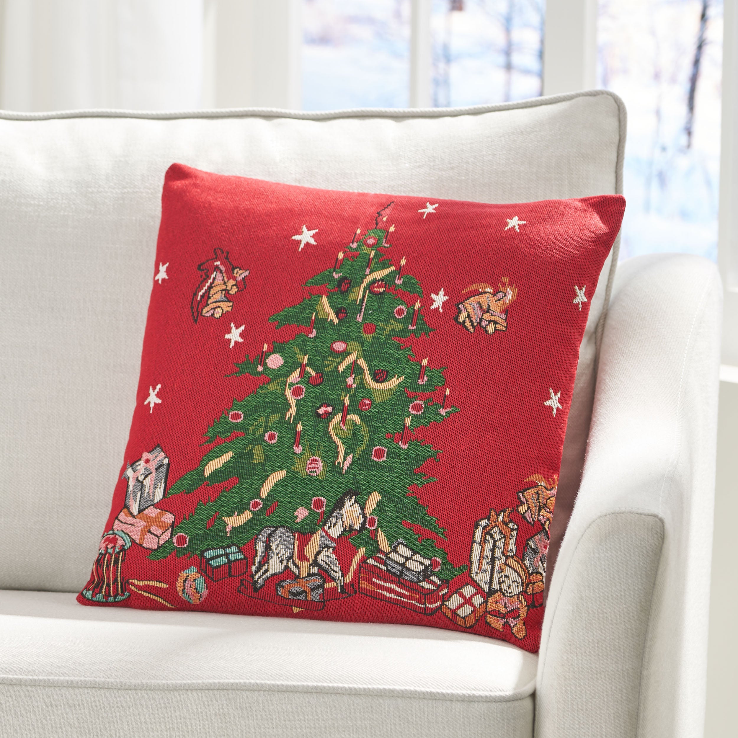 Benoit Modern Fabric Christmas Throw Pillow