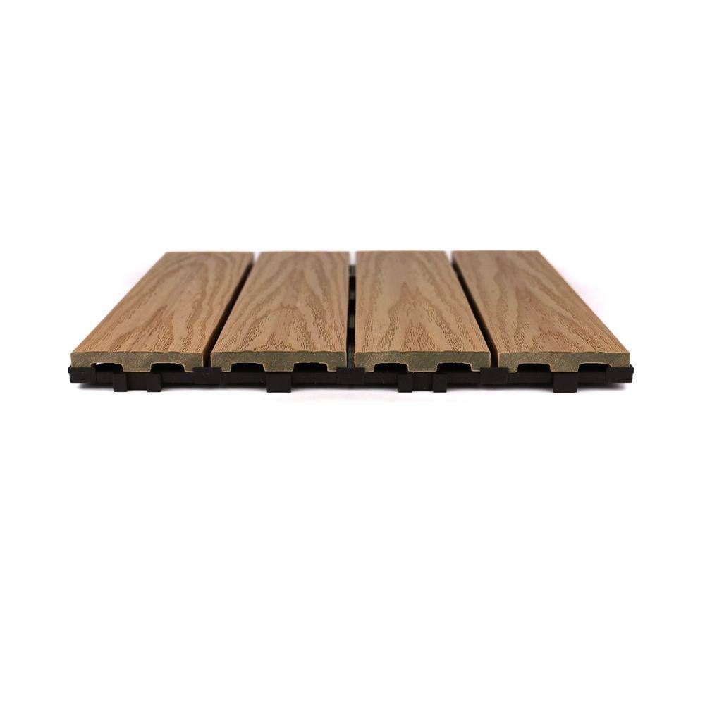 NewTechWood UltraShield Naturale 1 ft. x 1 ft. Quick Deck Outdoor Composite Deck Tile Sample in Canadian Maple US-QD-ZX-MP-S