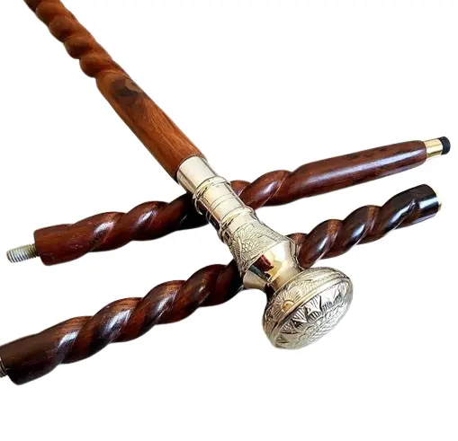 Latest New  of 2023 Brass   Wooden Walking Stick With Designing Round Brass Handle For Old Men   Women .