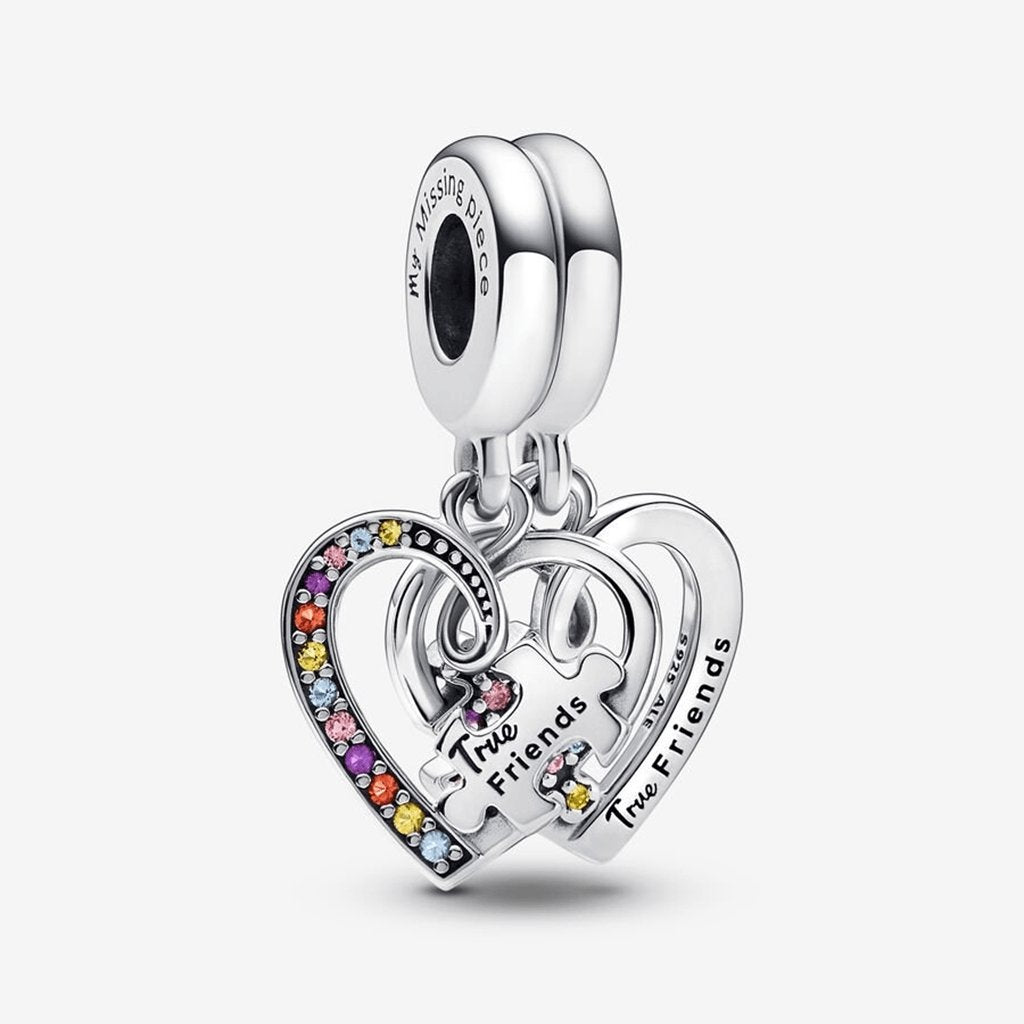 PANDORA  Puzzle Piece Hearts Splittable Friendship Dangle Charm