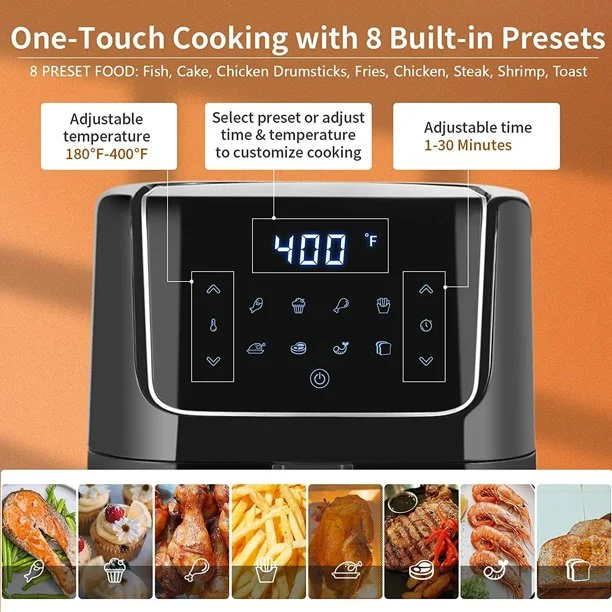 Air Fryer 6.8QT with LED Touch Screen, 8 Presets Auto Shut Off Palla