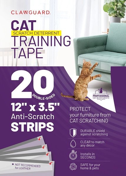 CLAWGUARD Anti-Scratch Training Cat Deter Tape Strips. 20 count， 12 X 4-in