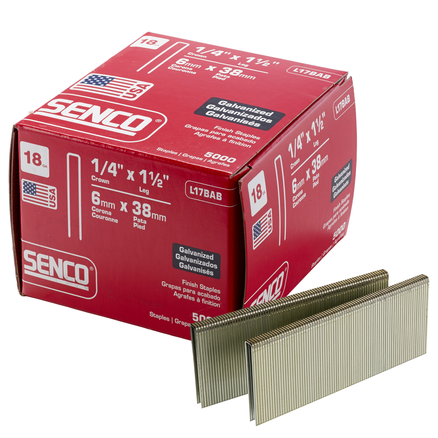 Senco 1/4 in. W X 1-1/2 in. L 18 Ga. Narrow Crown Finish Staples 5000 pk