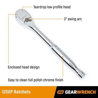 GEARWRENCH 14 in. 38 in. and 12 in. Drive 120XP Teardrop Ratchet Set (3-Piece) 81206P