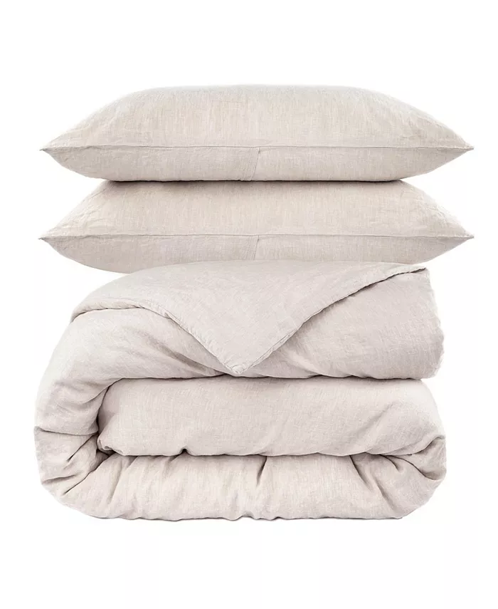 Bokser Home 100% French Linen Duvet Cover and Sham Set - Full Queen