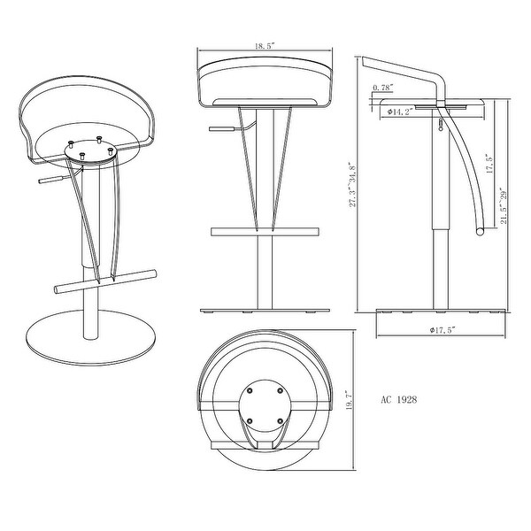 Somette Adjustable Stool with Acrylic Seat and Chrome Finish