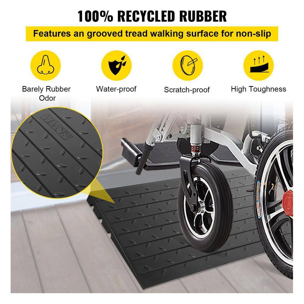 VEVOR Rubber Threshold Ramp 2202 lbs. Load Cap Threshold Ramp Doorway 2.5 in. Rise and 3 Channels for Wheelchair and Scooter WF24X42.5X2.5WSX2V0