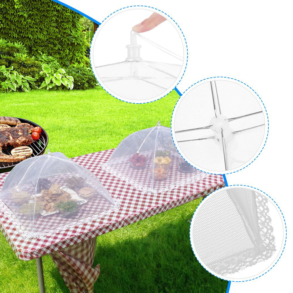 Food Cover Tent, Coolmade (6 Pack) Pop-Up Mesh Cover Reusable and Collapsible Large Outdoor Mesh Table Cover Umbrella Screen Food Protector Covers For Bugs, Parties Picnics, BBQs