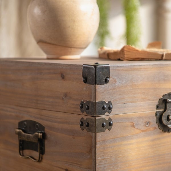 Set of 2 Solid Wood Storage Nesting End Table