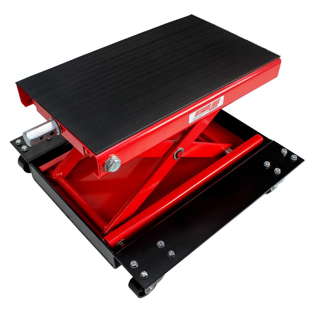 Extreme Max 5001.5059 Wide Motorcycle Scissor Jack with Dolly， 1100 lbs.