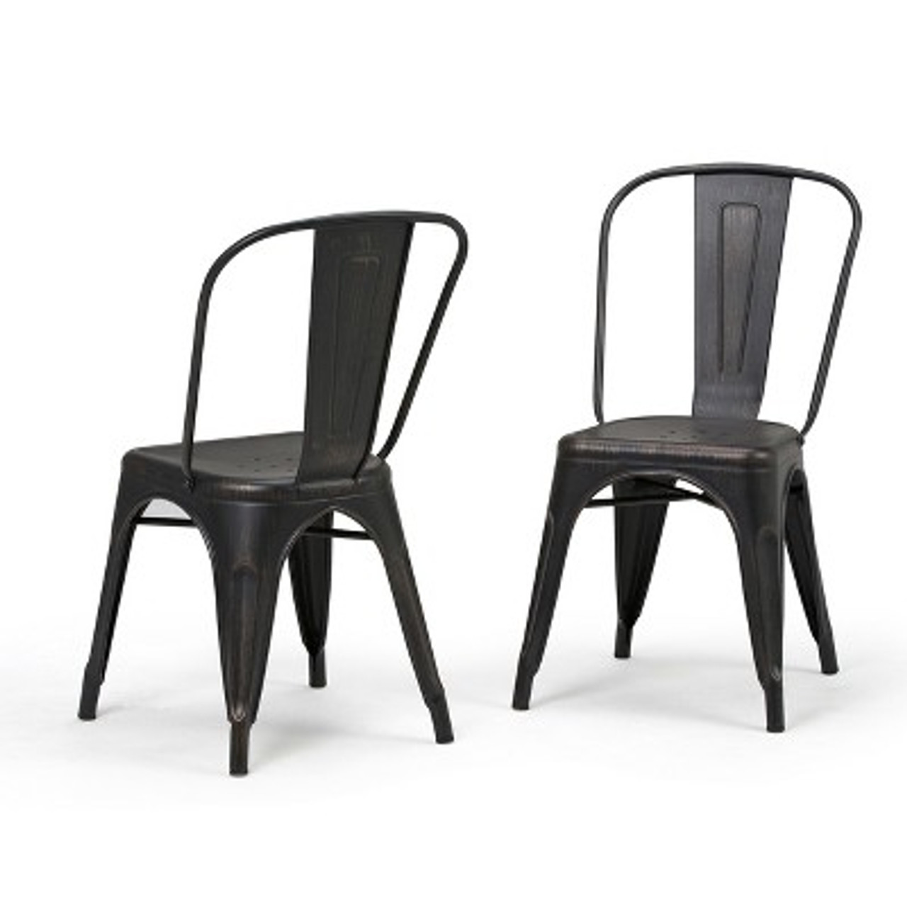 Set of 2 Freya Metal Dining Side Chair Distressed Black/Copper - WyndenHall