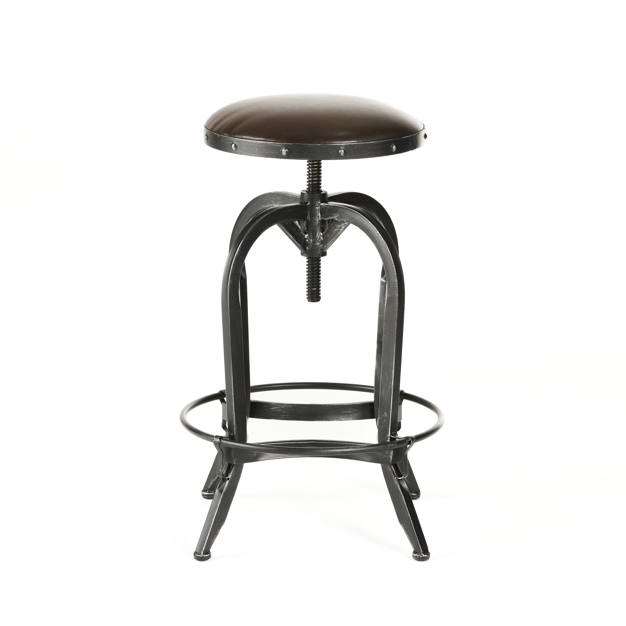 Dempsey Brown Convex Swivel Adjustable Bar Stool