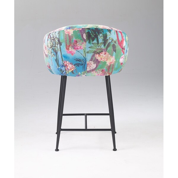 Modrest Roxann Modern Counter Stool in Funky Velvet