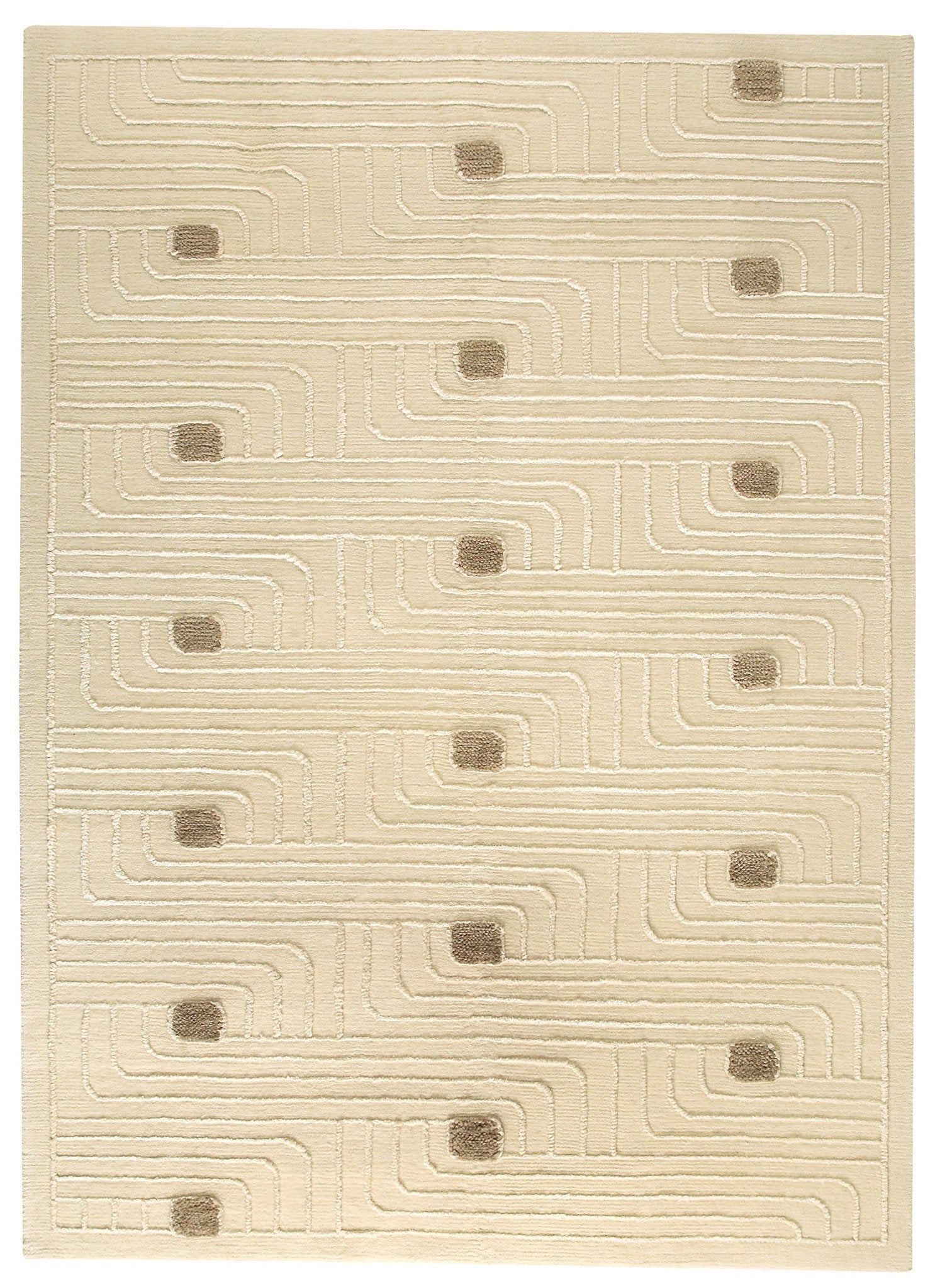 Verona Collection Hand Woven Wool and Viscose Area Rug in White