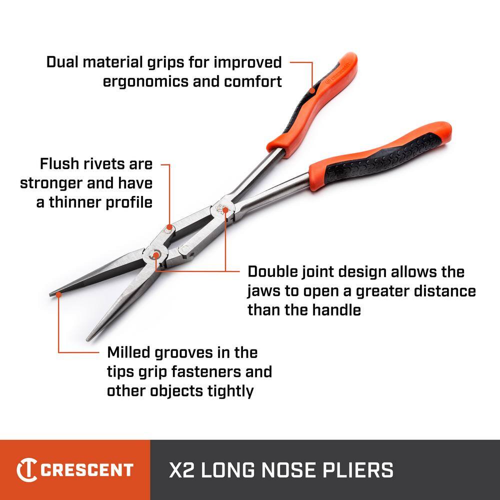 Crescent 13 in. x 2 Long Nose Pliers with Dual Material Handle PSX200C-06