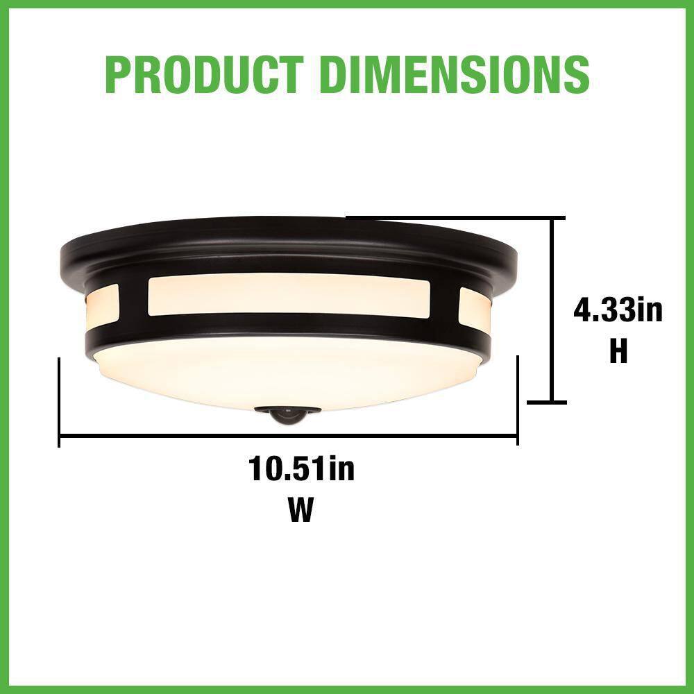 Hampton Bay Greenhaven 11 in. 1-Light Matte Black Motion Sensor LED Outdoor Flush Mount Ceiling Light Color Selectable (4-Pack) 564281011-4PK