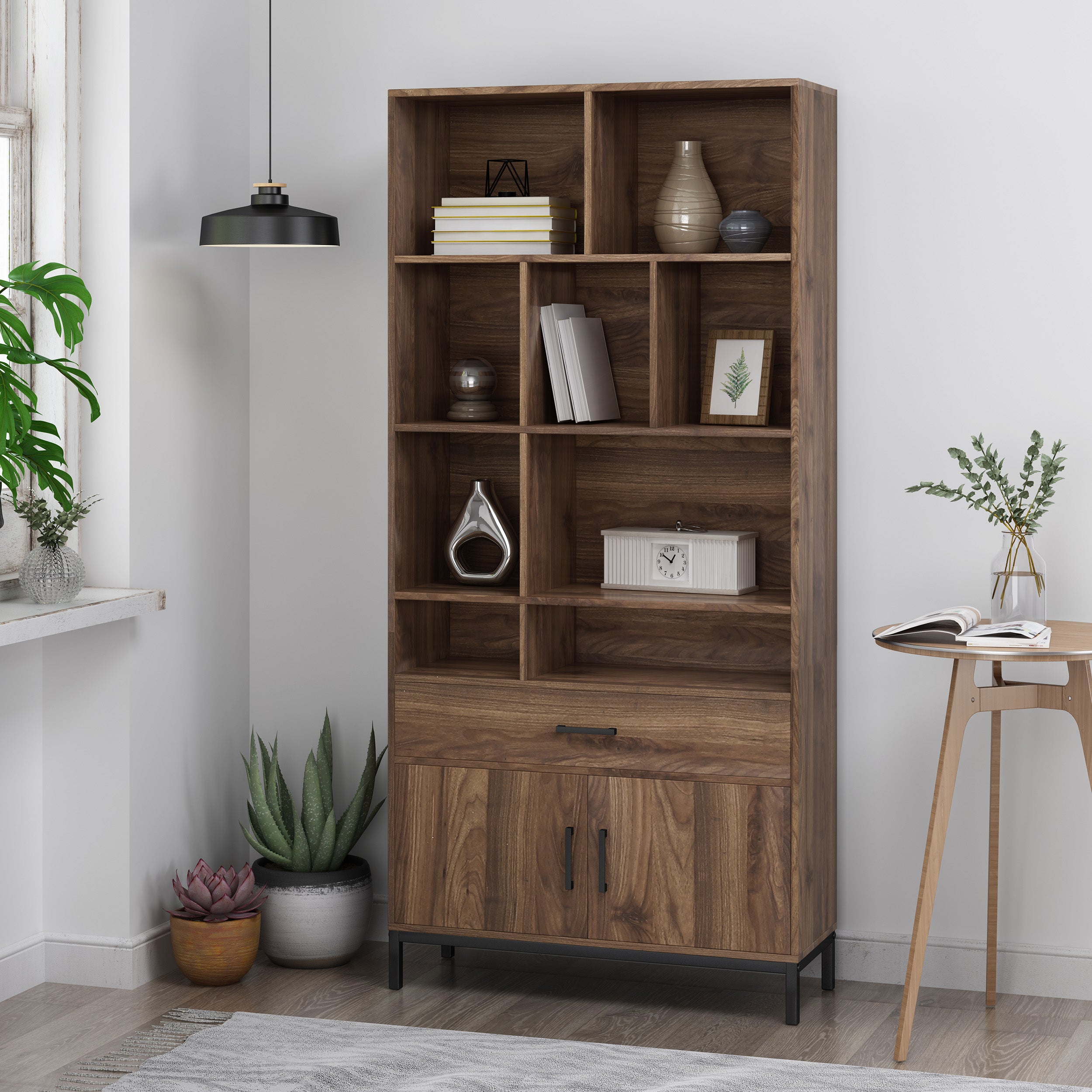 Yelianny Bookcase With Storage Cabinet & Drawer