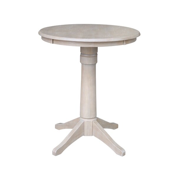 30-in. Round Washed Grey Taupe Wood Pedestal Table