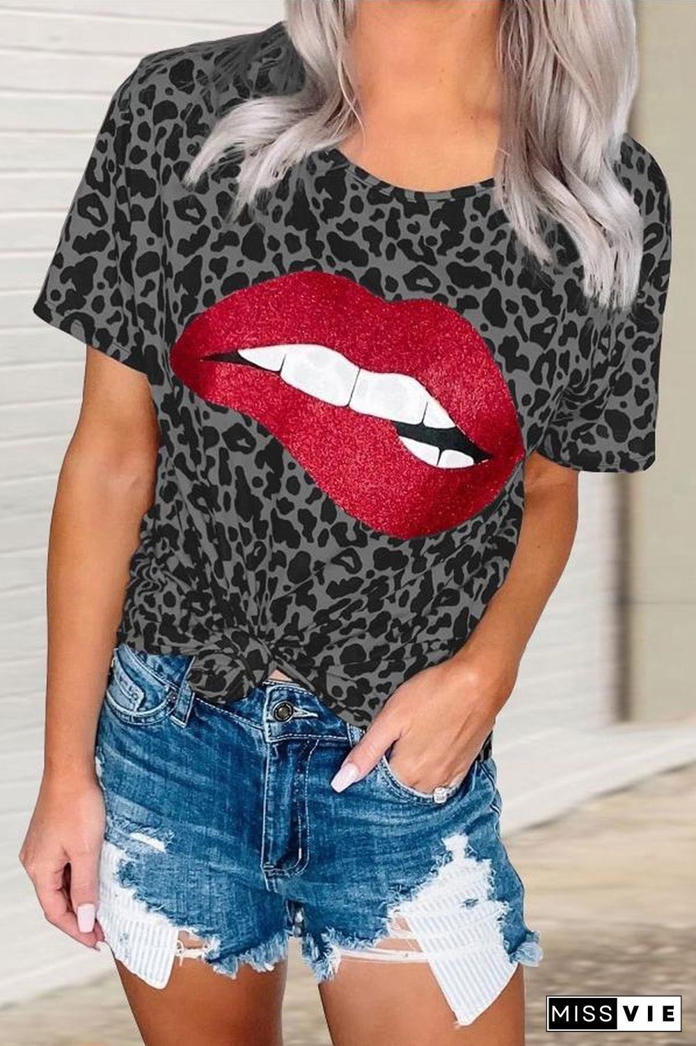 Animal Print Lips Graphic Tee