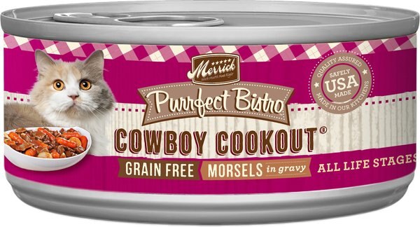 Merrick Purrfect Bistro Grain-Free Cowboy Cookout Morsels in Gravy Canned Cat Food