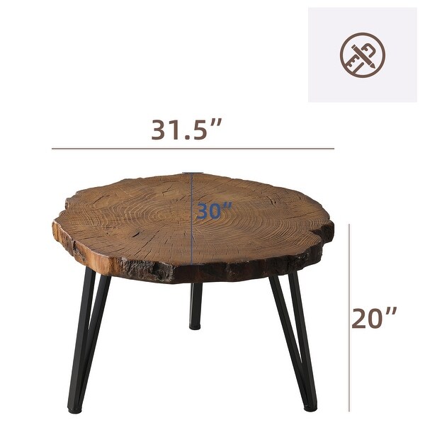 VENTOPYR MGO Faux Wood Outdoor Round Side Coffee Table