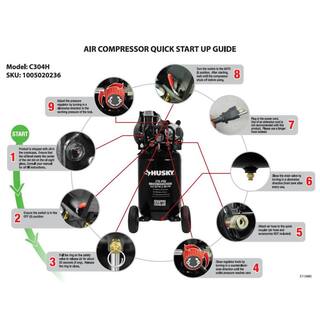 Husky 30 Gal. 175 PSI Oil Lubed Belt Drive Portable Vertical Electric Air Compressor C304H