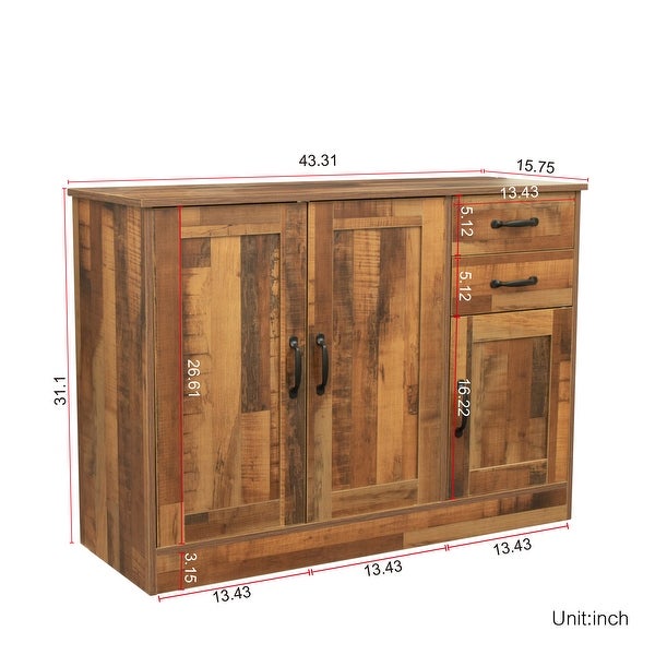 Modern Wood Buffet Sideboard with 2 doorsand1 Storage and 2drawers -Entryway Serving Storage Cabinet Doors-Dining Room Console