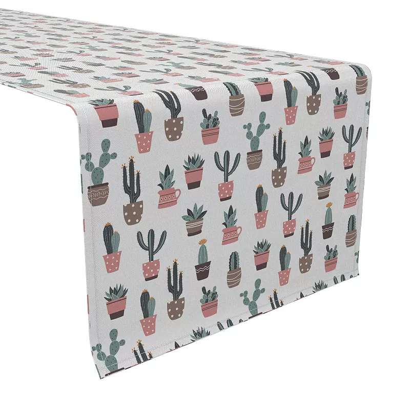 Table Runner， 100% Cotton， 16x108， Cactus House Plants