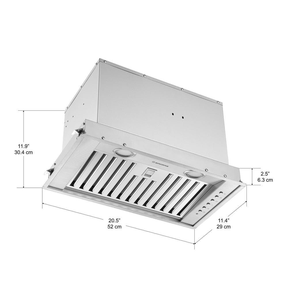 Ancona Inserta Euro 24 in 650 CFM Ducted Insert Range Hood with Night Light Feature