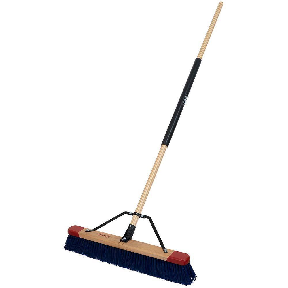 HARPER 24 in. Premium Outdoor HardwoodSteel Handle Push Broom for Dirt Soil Mulch Grass and Oil Dry 20201042