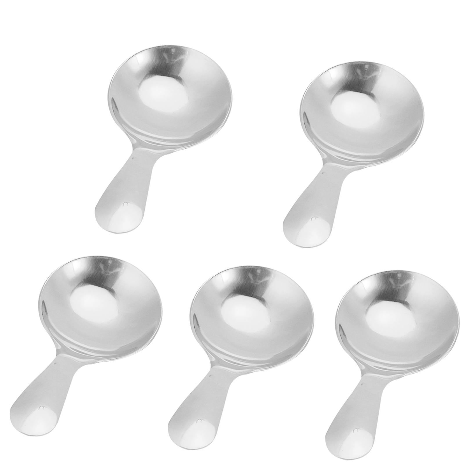 5pcs 304 Stainless Steel Ice Cream Scoop Tea Dessert Spoon Cream Kitchen Utensilssilver